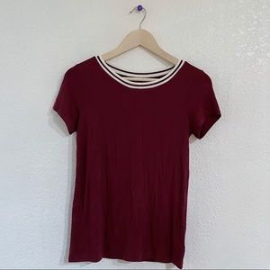 American Eagle burgundy white varsity t-shirtl